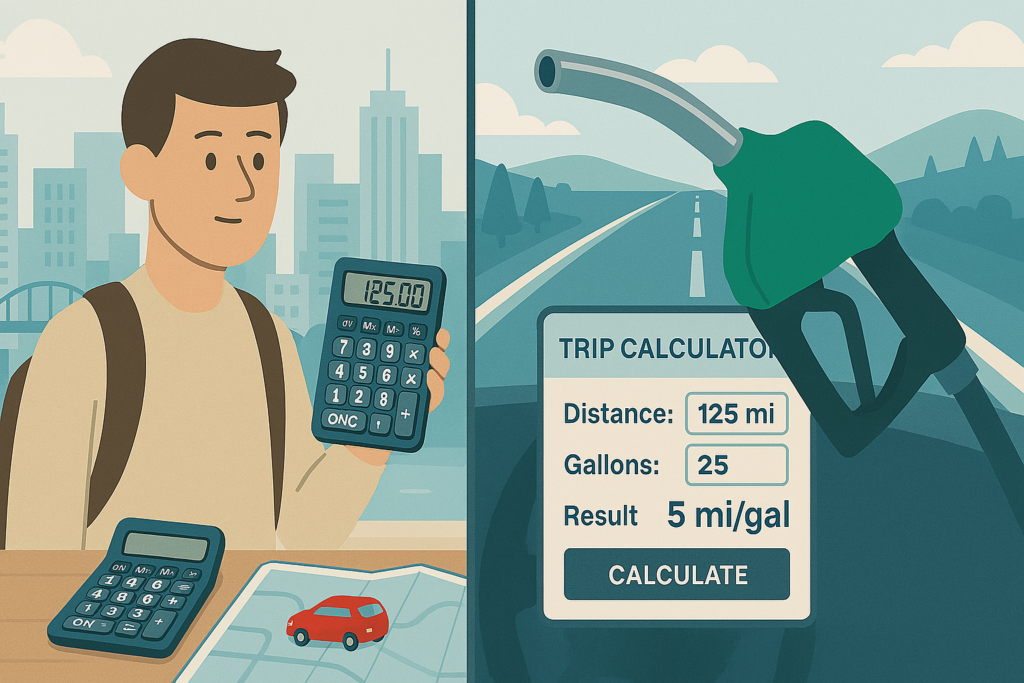 Two calculators comparing general and trip fuel cost options